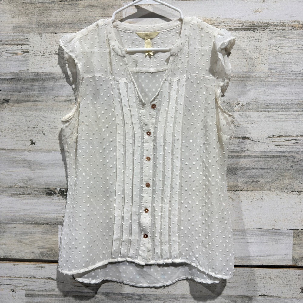 Matilda Jane Blouse Women M White Swiss Dot Pintuck Cottagecore EUC